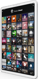 Tablet playing licensed background music